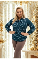 M26226 BLUZKA AMELIA WZÓR GROCHY NA ZIELENI